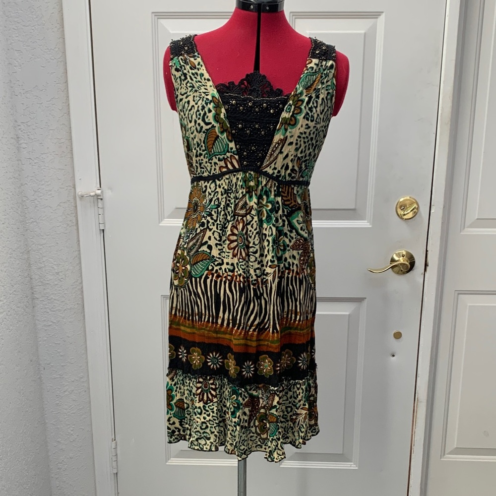 forbidden Bohemian Dress with Animal and Floral Patterns